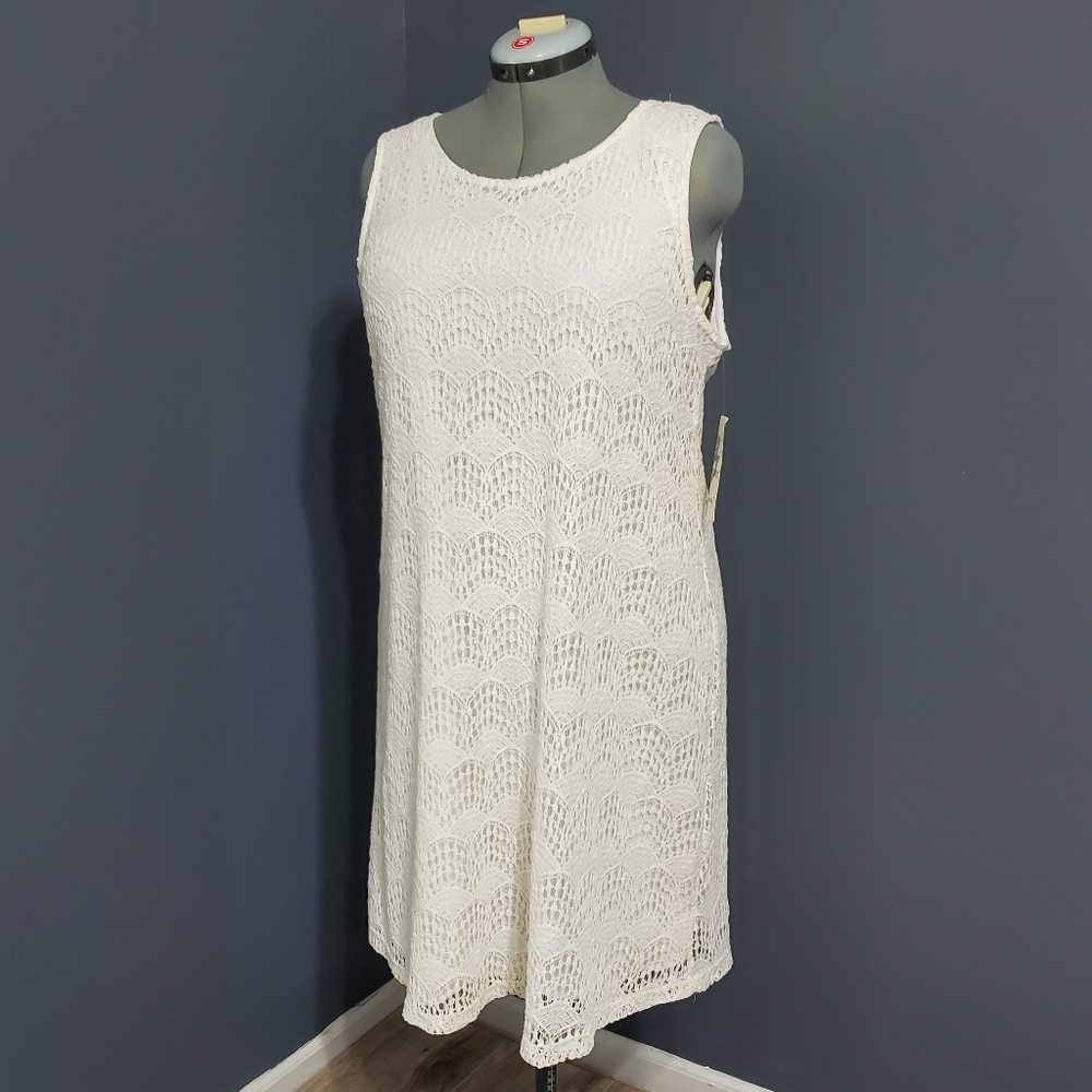 White Lace Three Seasons Maternity Sheath Sleeveless Dress Pull Over
